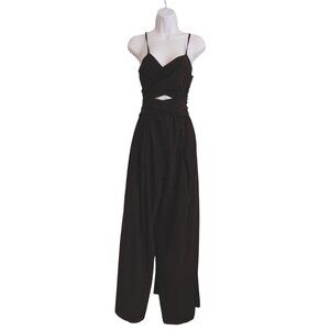 RYU. Wrap Tie Jumpsuit Wideleg Palazzo Obi Waist Cutout Japanese Inspired  L